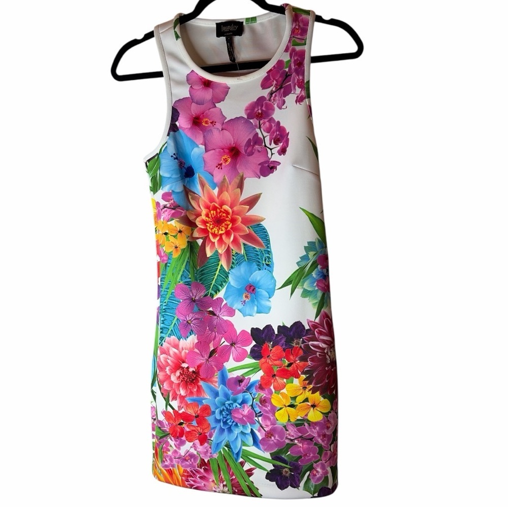 Laundry by Shelli Segal Colorful Floral Mini Dress Racer Back Women’s Small EUC